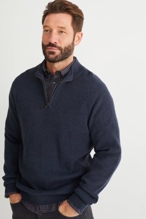 Jumpers C&A And Regular Fit Button-down Collar σκούρο μπλε | JRWDHO-598