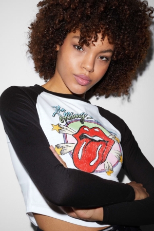 Αριστος C&A Clockhouse Cropped Long Sleeve Rolling Stones ασπρα | ZDLJNH-591