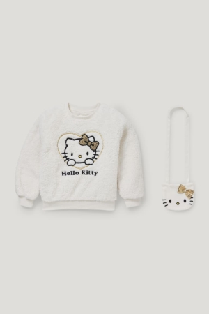 Φούτερ C&A Hello Kitty Set Teddy Fur And Fleece Bag ασπρα | QLGKOW-097