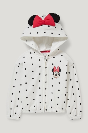 Φούτερ C&A Minnie Mouse Zip-through With Hood Polka Dot ασπρα | EJDZFR-356