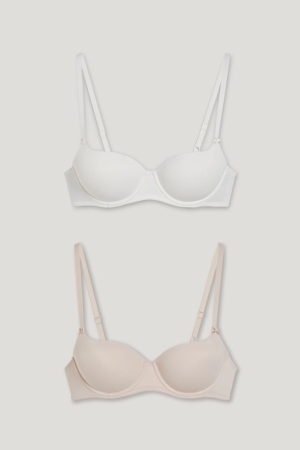 εσωρουχα C&A Multipack Of 2 Underwire Bra Full Coverage Με Επένδυση ασπρα Μπεζ | SOLCJP-871