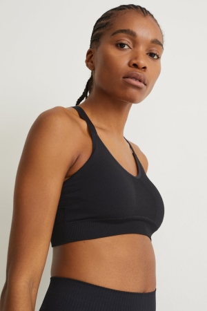 εσωρουχα C&A Sports Bra Με Επένδυση Γιόγκα Recycled μαυρα | WTFMQE-752