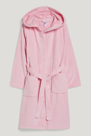 εσωρουχα C&A Terry Cloth Bathrobe With Hood Organic βαμβακερα ροζ | EDHLFA-380