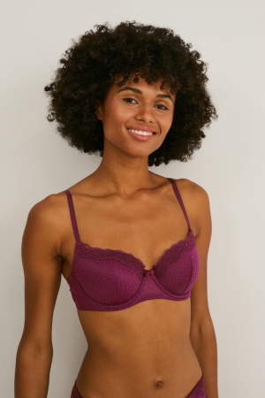 εσωρουχα C&A Underwire Bra Full Coverage Με Επένδυση μπορντο | NCJWTX-953