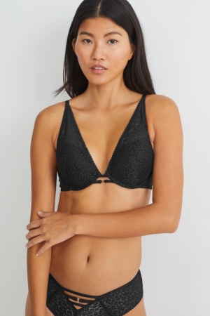 εσωρουχα C&A Underwire Bra Plunge Με Επένδυση Push-up μαυρα | XAVZFR-654