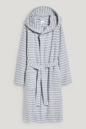 μαγιό C&A Bathrobe With Hood Ριγέ ανοιχτο γκρι | DPOBJY-509