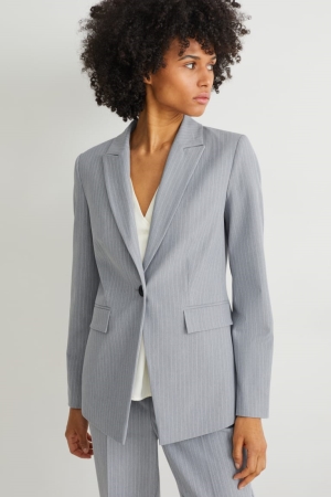 μπουφαν C&A Business Blazer- Regular Fit 4 Way Stretch ανοιχτο γκρι | GUXDYZ-142