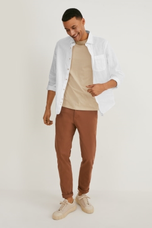 παντελόνι C&A Chinos Slim Fit Lycra® καφε | XNVZCS-016