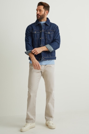 παντελόνι C&A Chinos With Belt Regular Fit γκρι καφε | VJYLQX-785