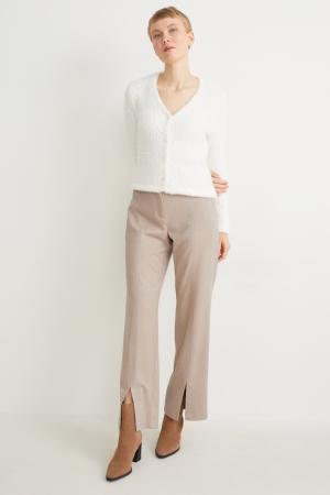 παντελόνι C&A Cloth Mid-rise waist φαρδια Leg Μπεζ | HWCYMS-295