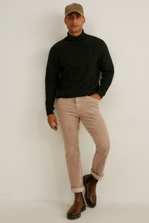 παντελόνι C&A Corduroy Regular Fit Lycra® ανοιχτο καφε | WFLDKB-481