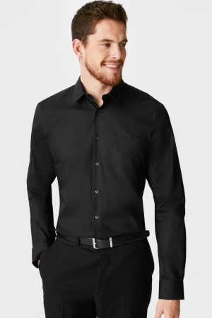 πουκαμισα C&A Business Regular Fit Extra Long Sleeve s Easy-iron μαυρα | UNFMXE-825