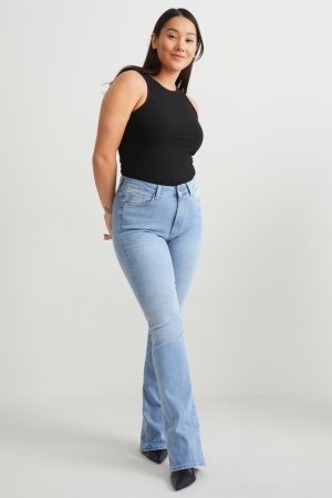 τζιν παντελονι C&A Curvy High waist Bootcut Lycra® μπλε ανοιχτο μπλε | TUOQMP-713