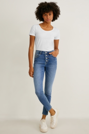 τζιν παντελονι C&A Κοκαλιάρης Mid-rise waist Jog Denim μπλε | EKIGTL-506