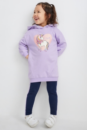 φορεμα C&A Unicorn Set With Hood And Leggings ανοιχτο μωβ | LSADVB-789