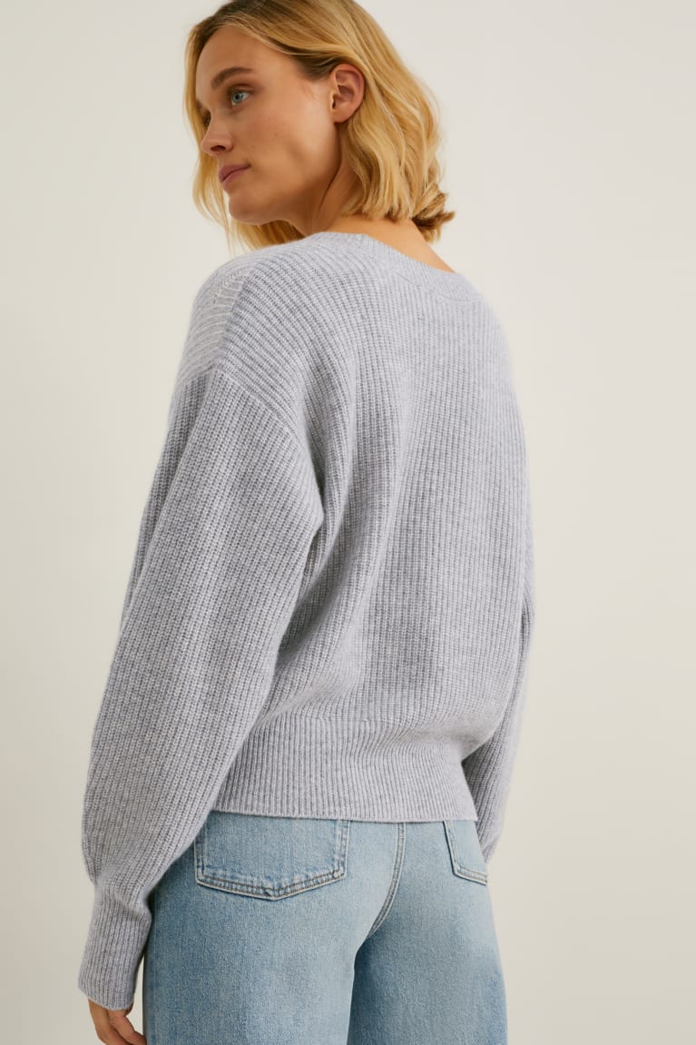 Cardigan C&A Cashmere γκρι | QBUNPL-192