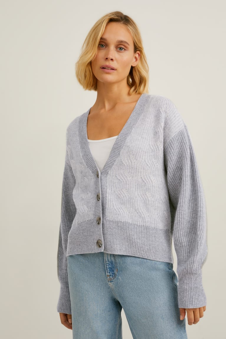 Cardigan C&A Cashmere γκρι | QBUNPL-192