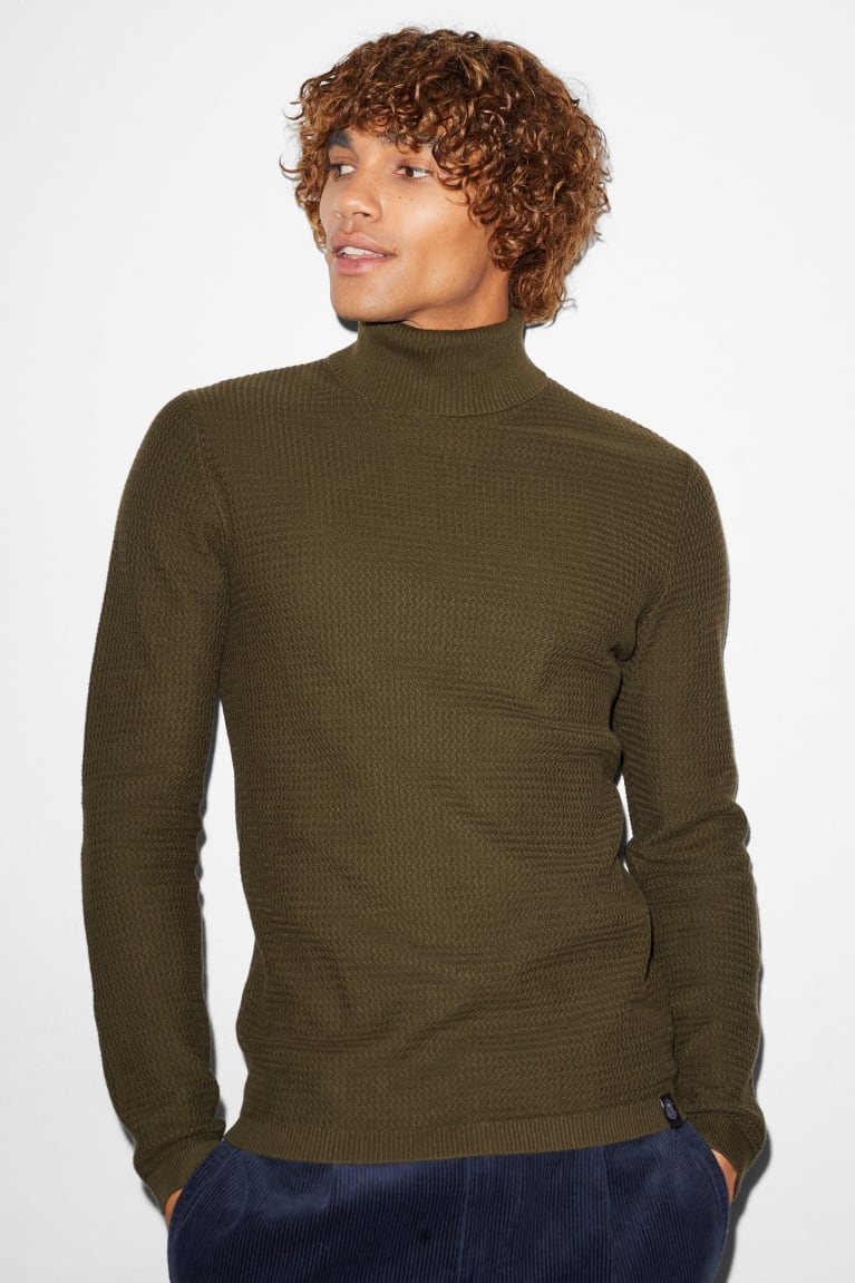 Jumpers C&A Clockhouse Polo Neck σκούρο πρασινο | YHMVBA-389