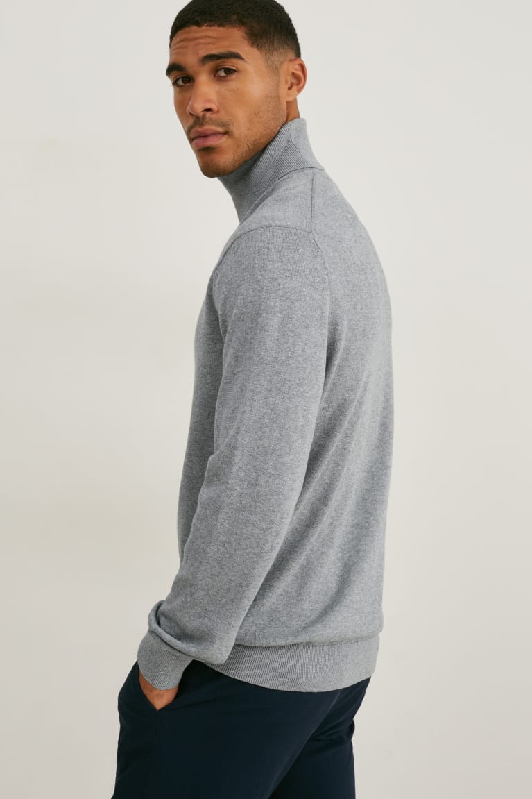 Jumpers C&A Polo Neck Organic βαμβακερα γκρι | VODEQL-396