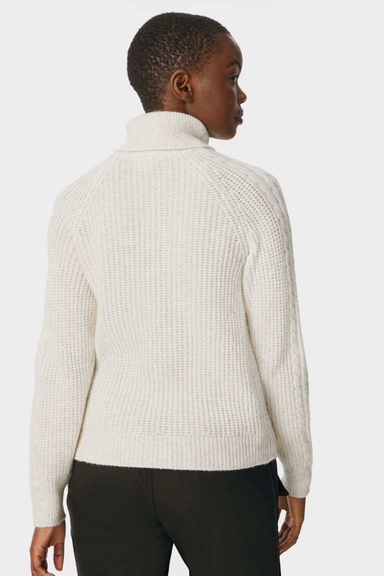 Jumpers C&A Polo Neck Recycled ασπρα | TQUCGY-320