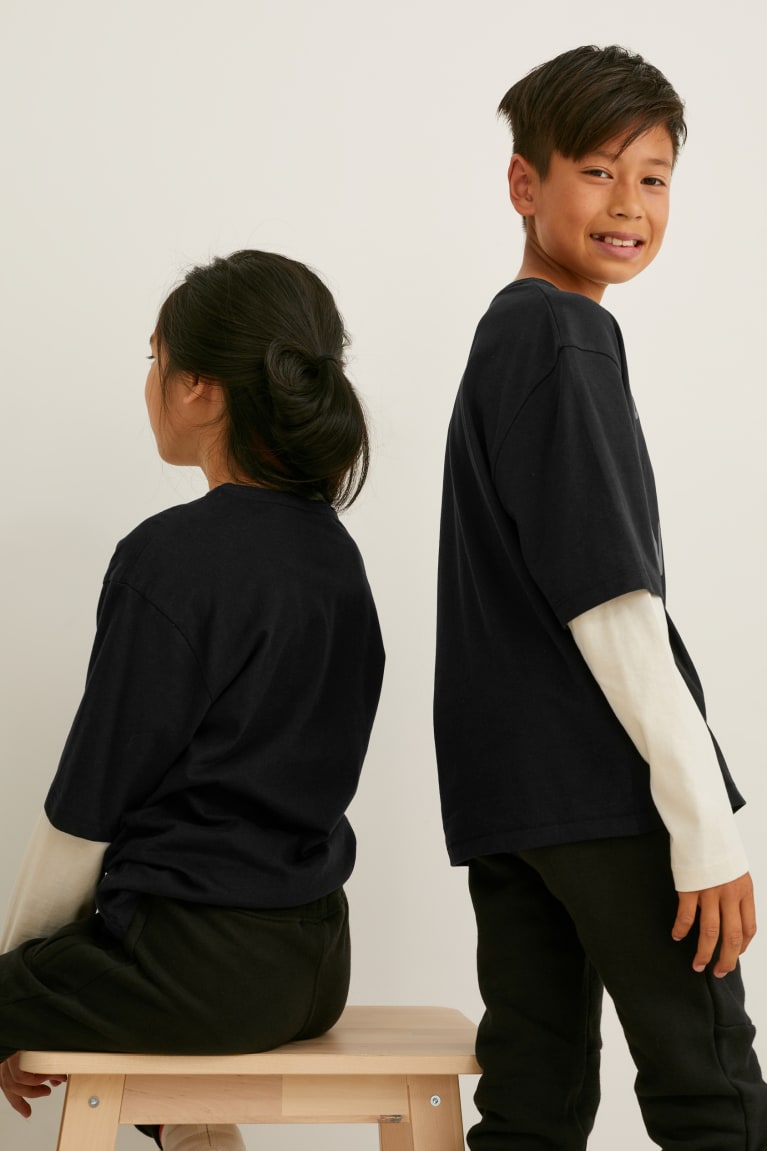 Αριστος C&A Long Sleeve Genderneutral 2-in-1 Look μαυρα | BSACVO-285