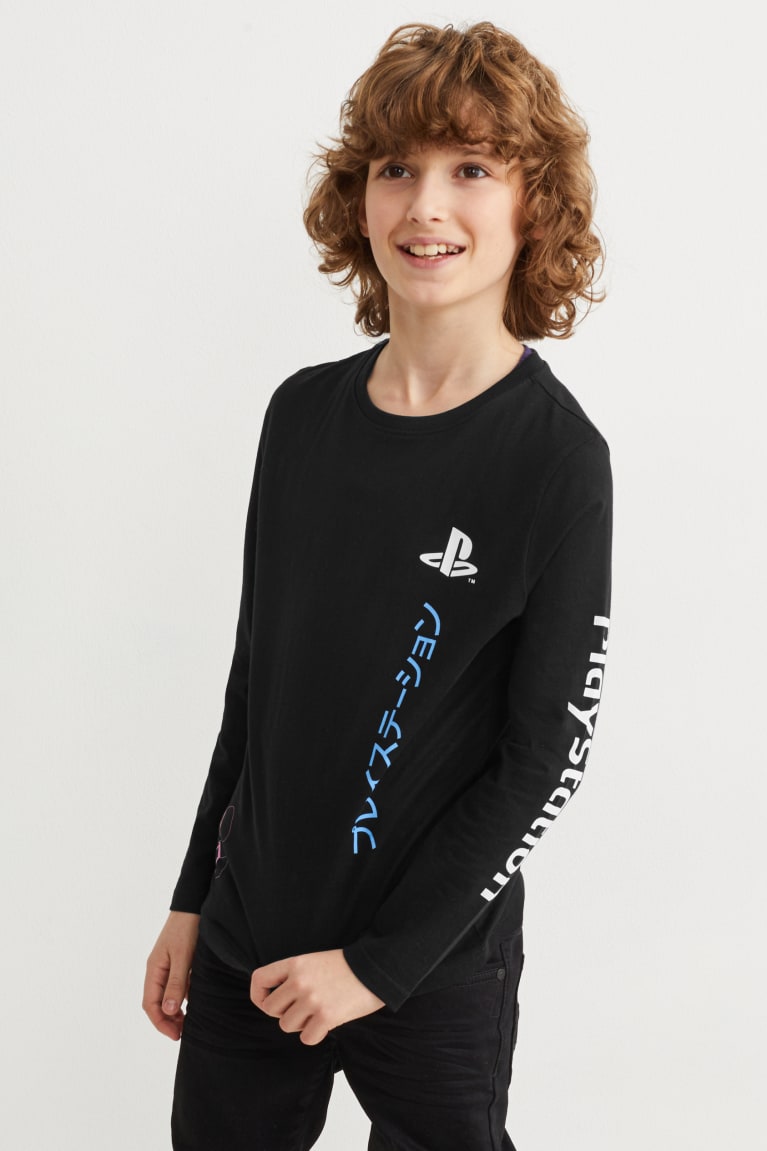 Αριστος C&A Playstation Long Sleeve μαυρα | JHEGQX-236