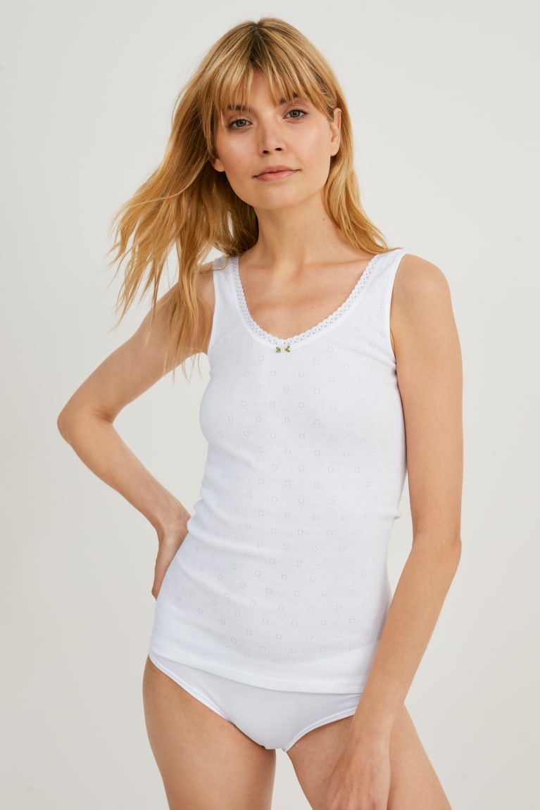 εσωρουχα C&A Camisole Organic βαμβακερα ασπρα | VLZKUA-720