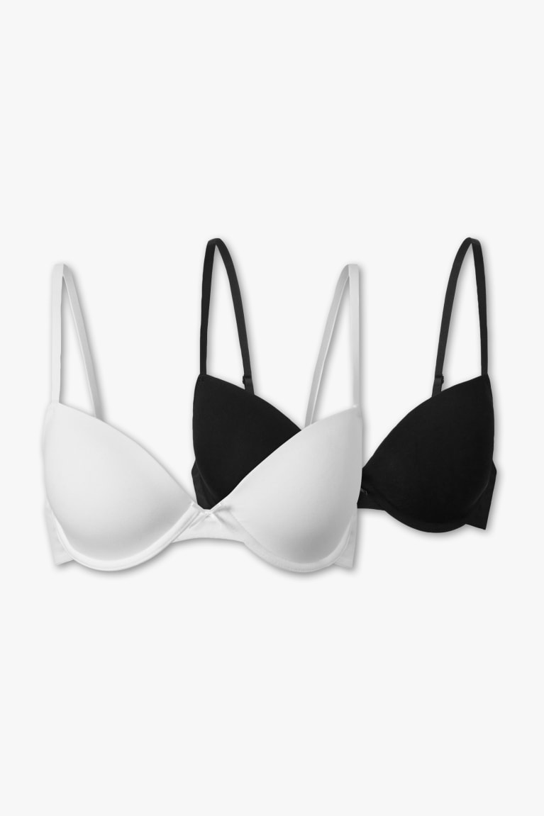 εσωρουχα C&A Multipack Of 2 Underwire Bra Demi Organic βαμβακερα μαυρα ασπρα | KXYGMJ-140