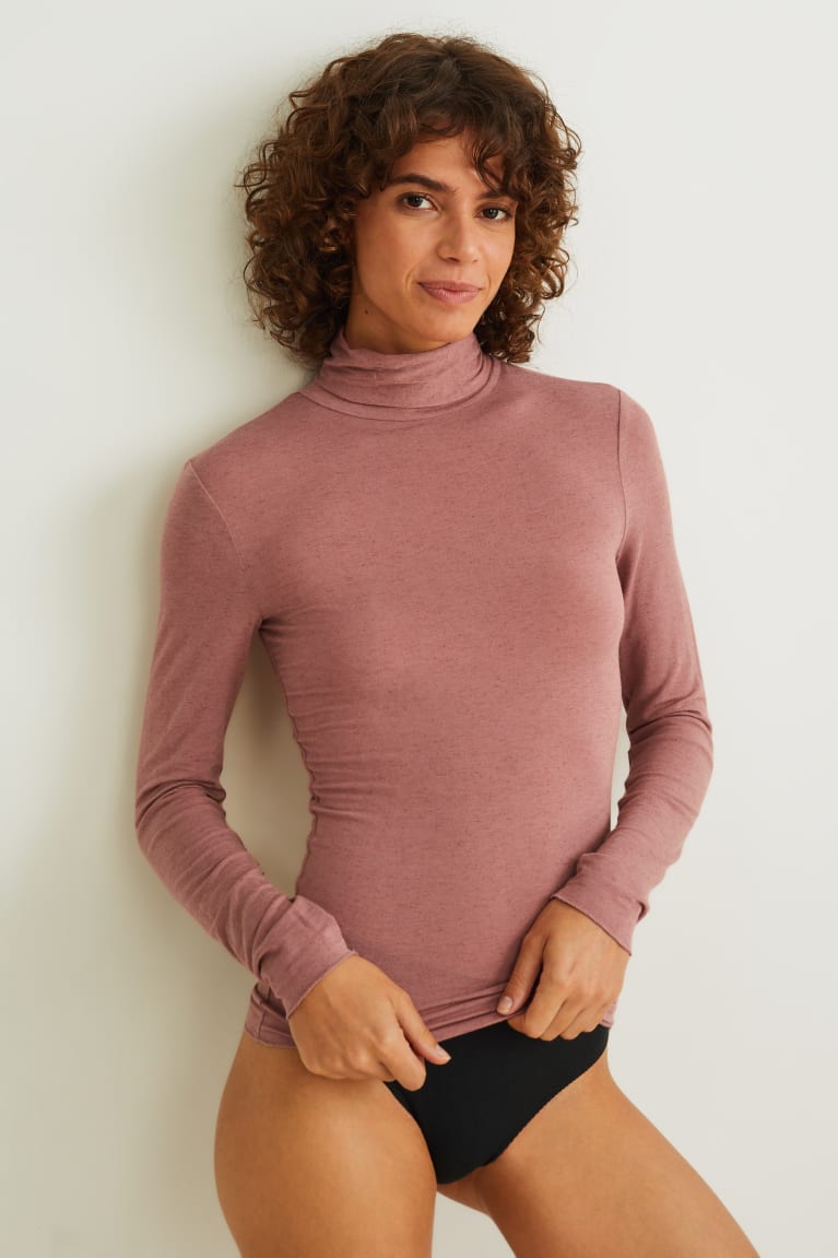 εσωρουχα C&A Polo Neck Containing Cashmere σκούρο ροζ | ZKPMCO-501