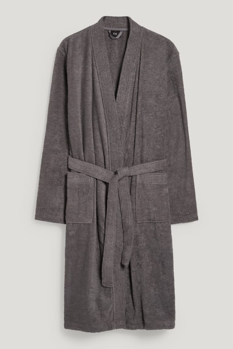 εσωρουχα C&A Terry Cloth Bathrobe Organic βαμβακερα γκρι καφε | YLKJCM-491