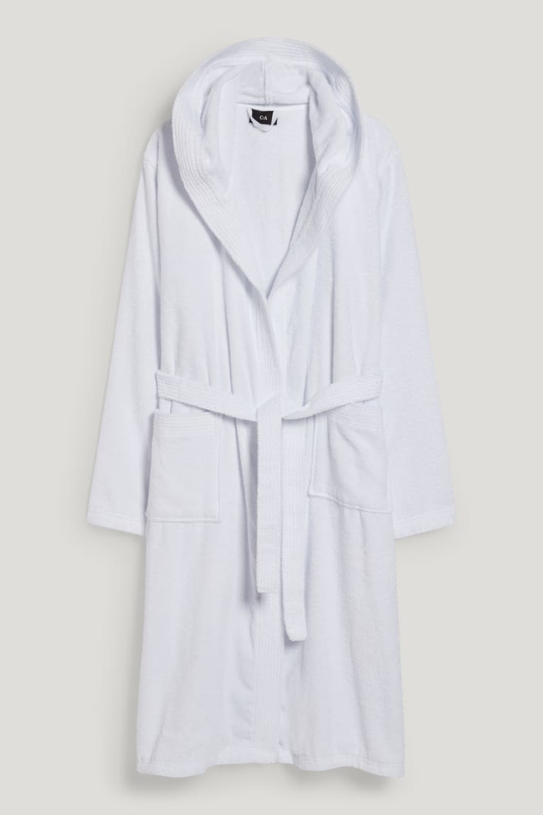 εσωρουχα C&A Terry Cloth Bathrobe With Hood Organic βαμβακερα ασπρα | ZMWLPR-372