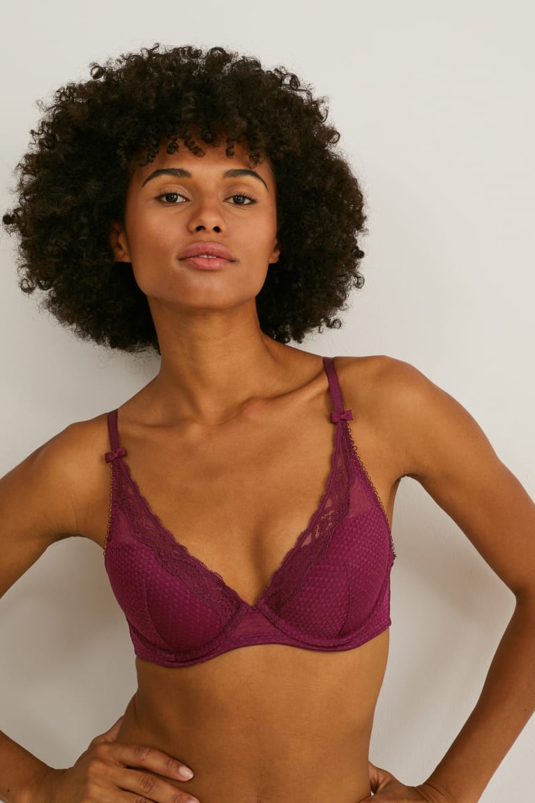 εσωρουχα C&A Underwire Bra Demi Με Επένδυση μπορντο | CZHYLS-208