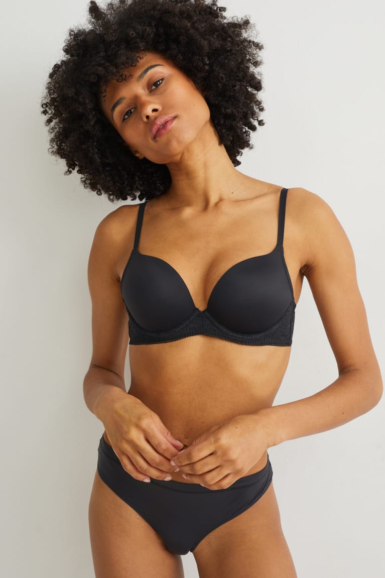 εσωρουχα C&A Underwire Bra Plunge Push-up Lycra® μαυρα | DYVMXO-251