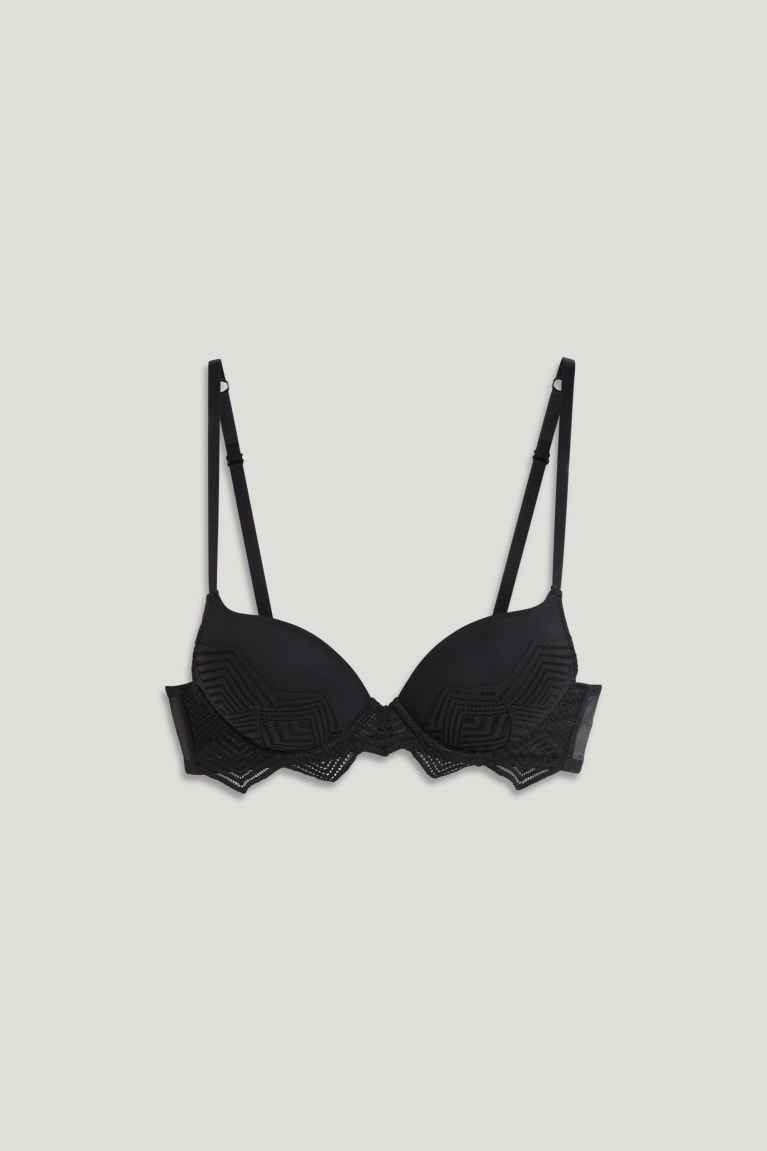 εσωρουχα C&A Underwire Bra Plunge Push-up μαυρα | SQJHVN-371