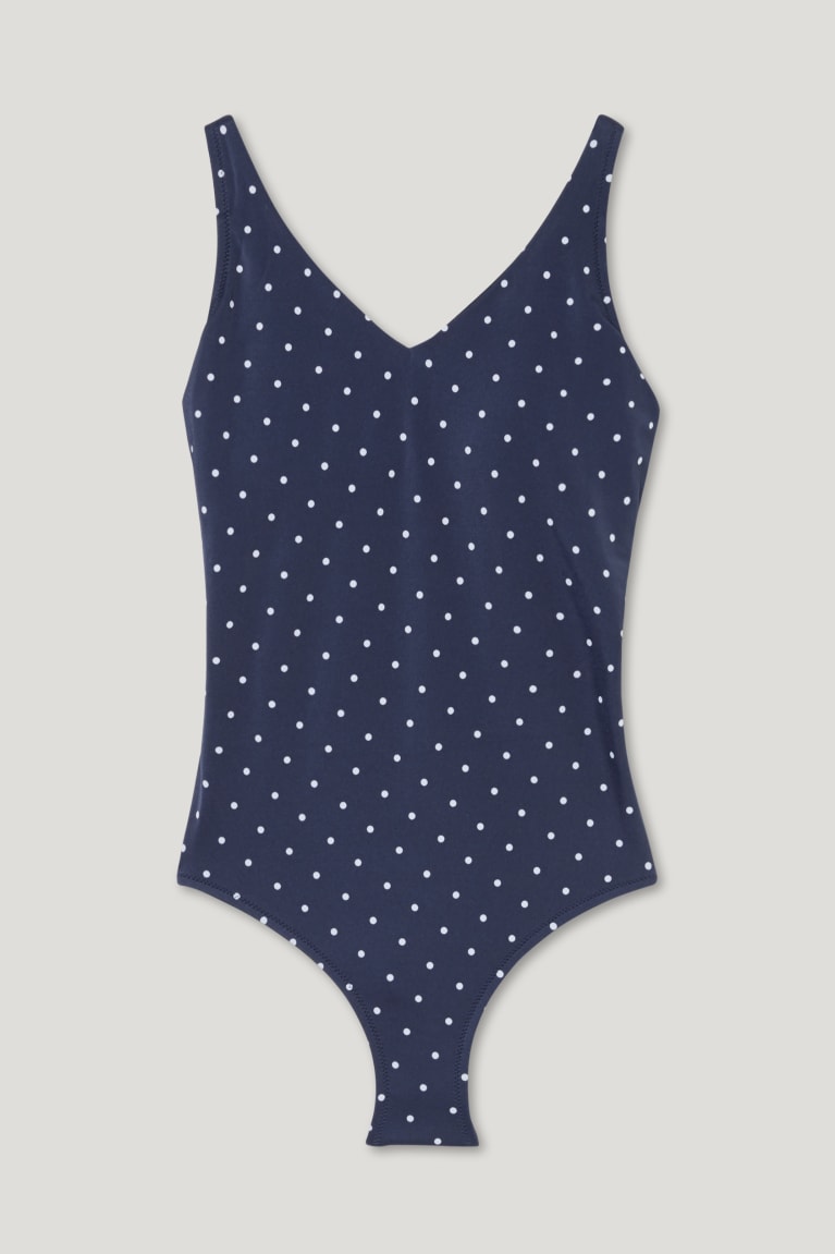 μαγιό C&A Non-wired Mastectomy Swimsuit Polka Dot σκούρο μπλε | CNZUFE-208