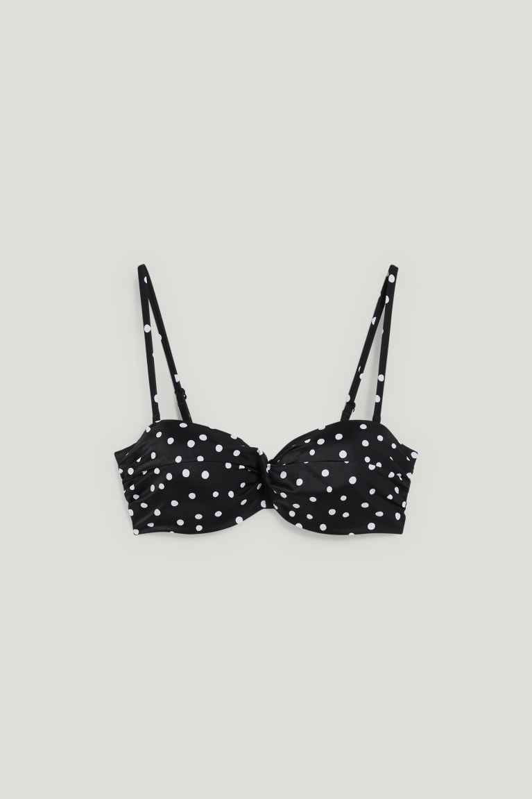 μαγιό C&A Underwire Μπικίνι Bandeau Με Επένδυση Polka Dot μαυρα | QFTKRI-520