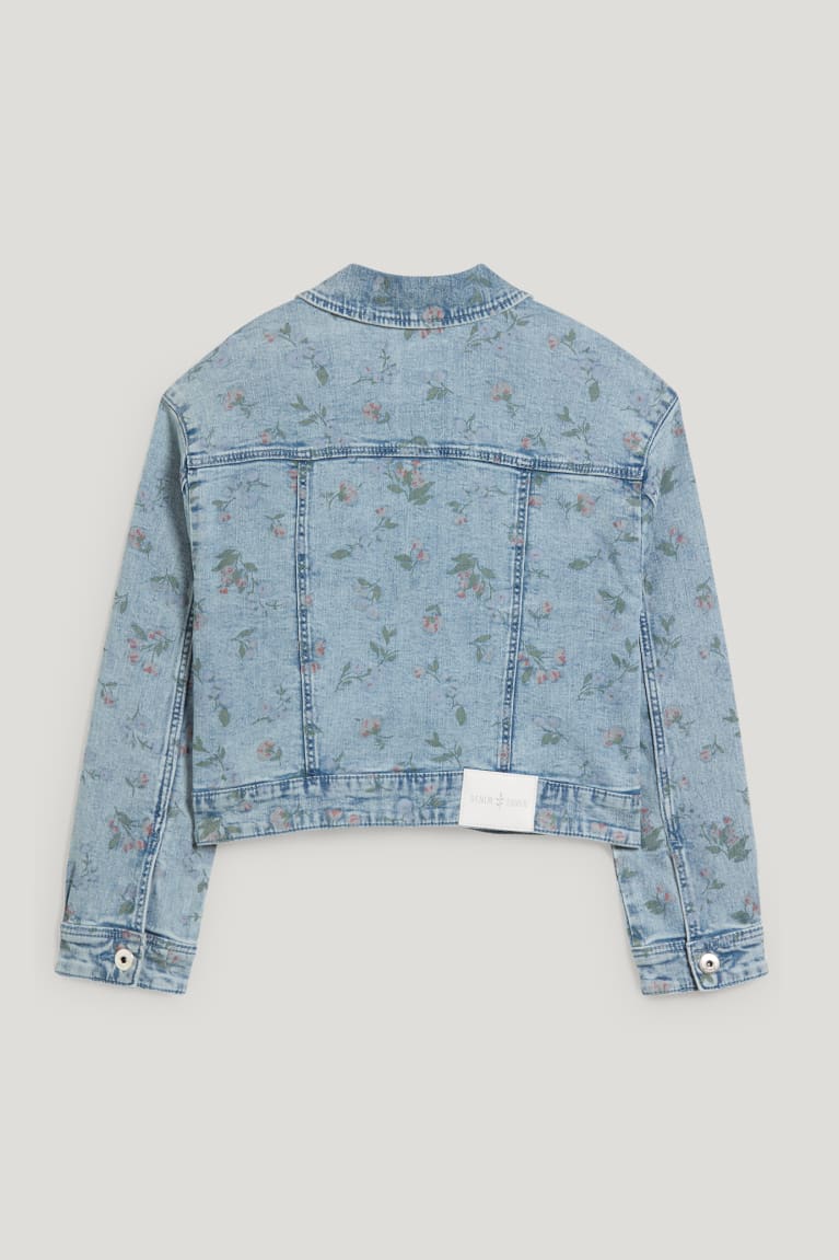 μπουφαν C&A Denim Floral μπλε ανοιχτο μπλε | SQWCHY-859