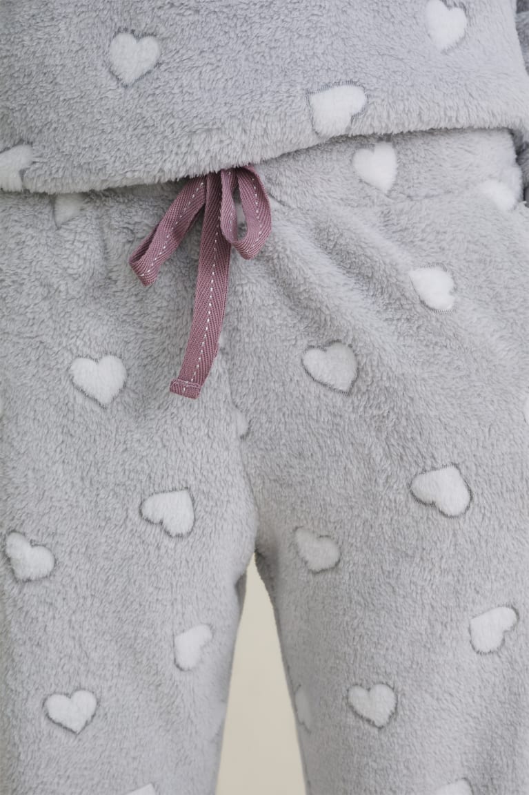 νυχτικά C&A Fleece Pyjama Bottoms Patterned ανοιχτο γκρι | EFVXAY-628