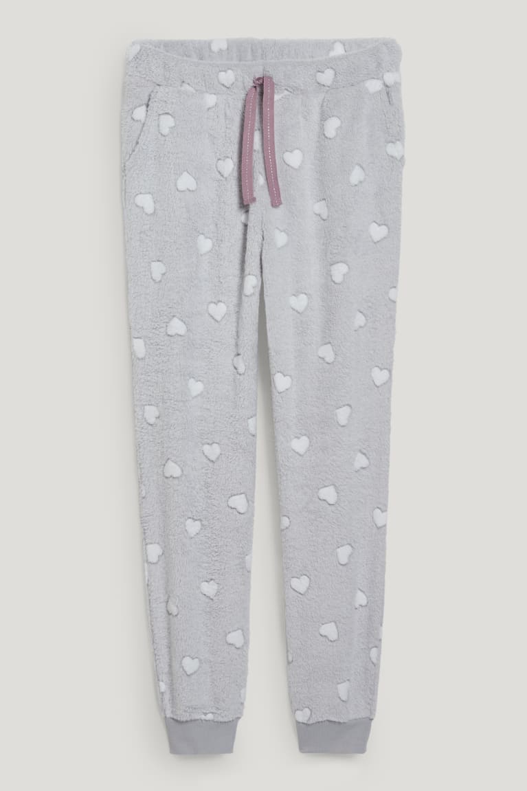 νυχτικά C&A Fleece Pyjama Bottoms Patterned ανοιχτο γκρι | EFVXAY-628