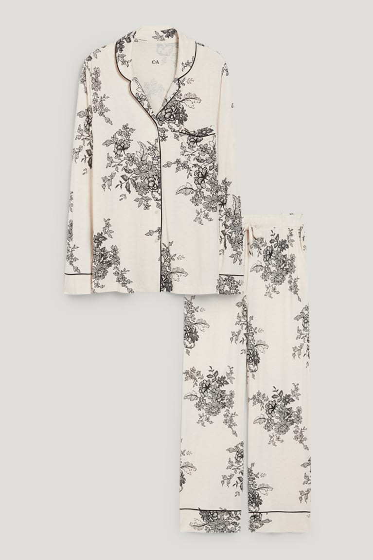 νυχτικά C&A Pyjamas Floral Μπεζ | AJPXMN-417