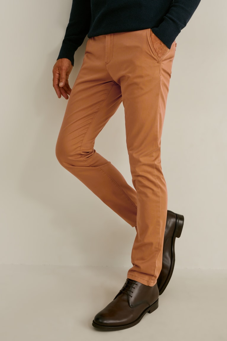 παντελόνι C&A Chinos Slim Fit Pima βαμβακερα Flex Lycra® Havanna | SUANIL-792