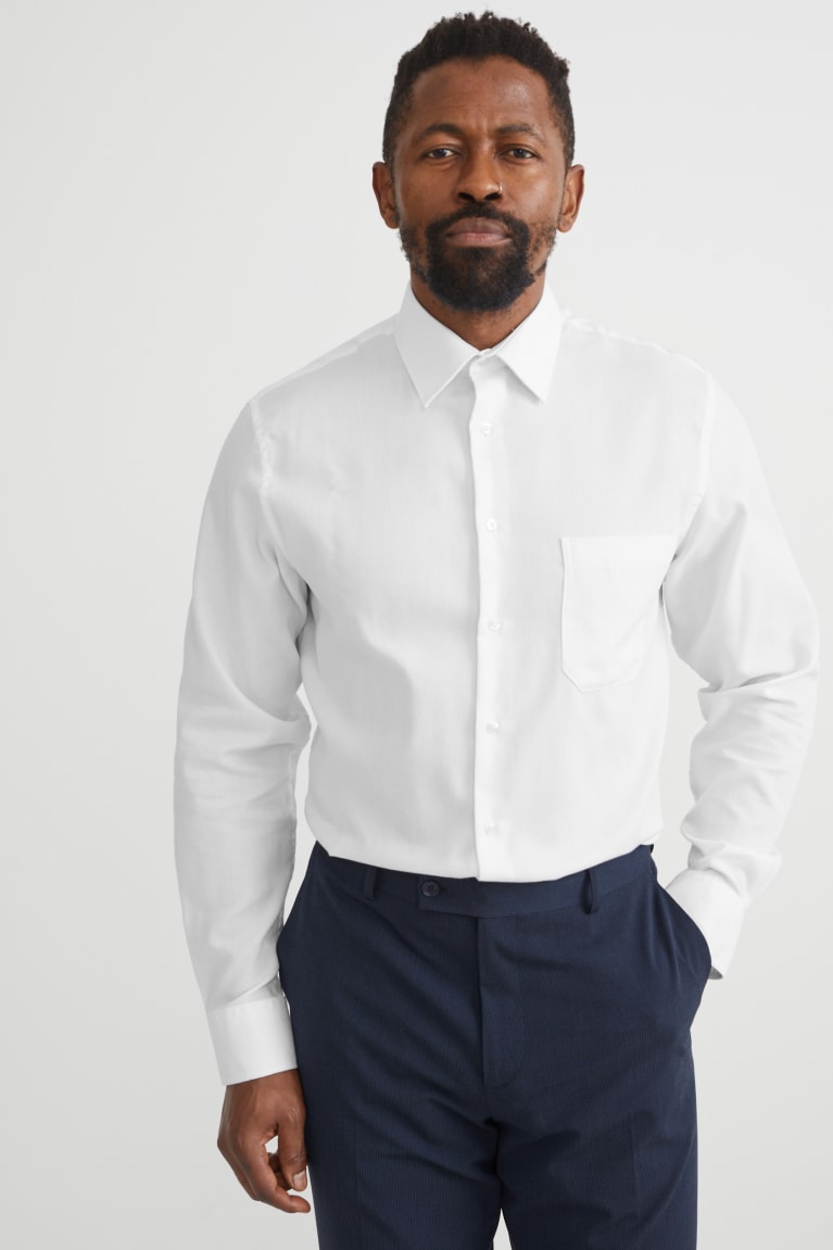 πουκαμισα C&A Business Regular Fit Kent Collar Recycled ασπρα | APKIHM-827