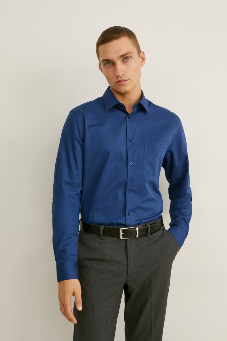 πουκαμισα C&A Business Regular Fit Kent Collar Extra-Sleeve s σκούρο μπλε | MJDNFU-234