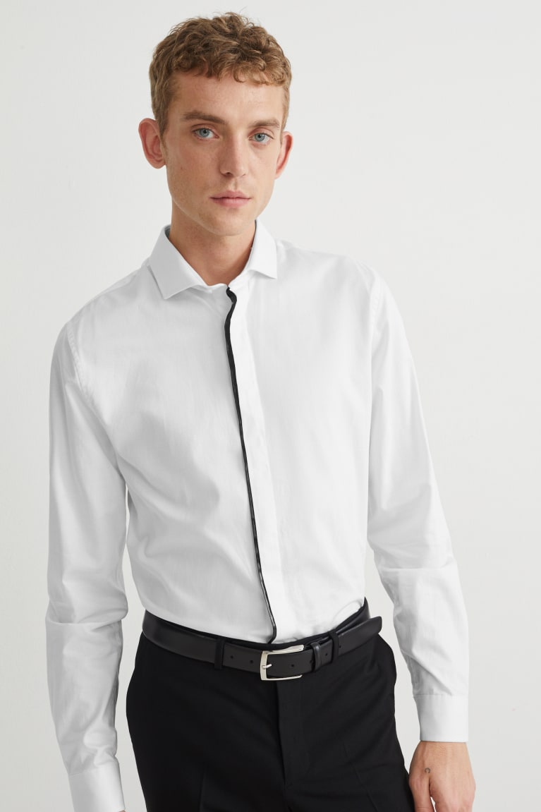 πουκαμισα C&A Business Slim Fit Cutaway Collar Easy-iron ασπρα | SWXHDM-495