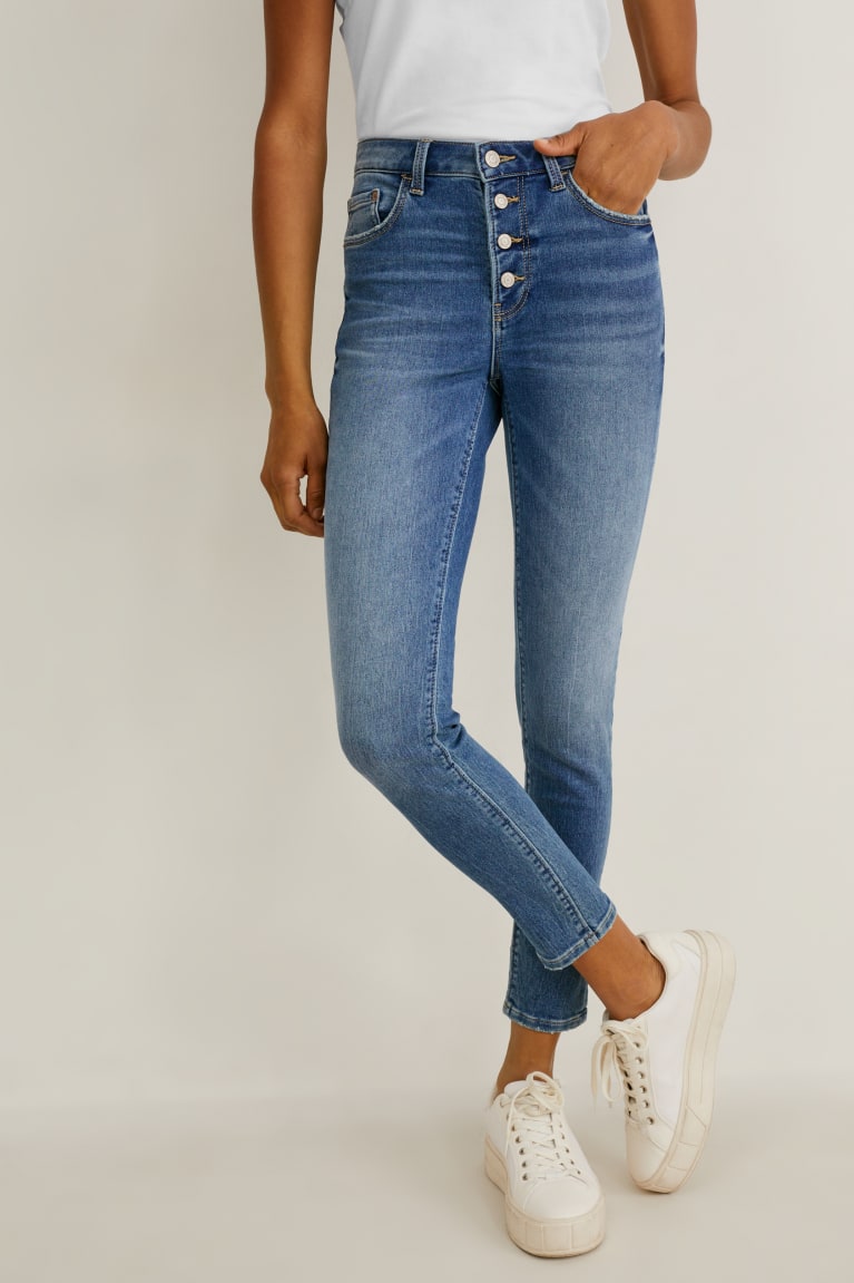 τζιν παντελονι C&A Κοκαλιάρης Mid-rise waist Jog Denim μπλε | EKIGTL-506