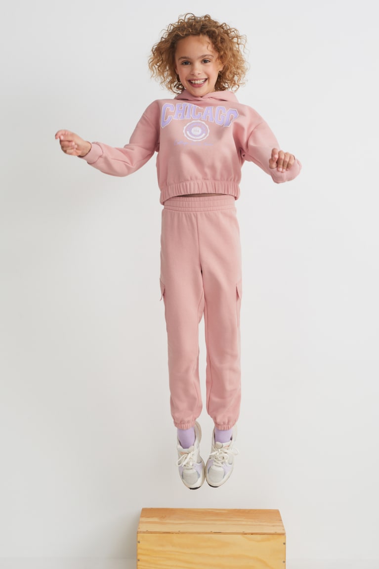 φουτερ με κουκουλα C&A Set And Joggers 2 Piece ροζ | ITGNHP-827