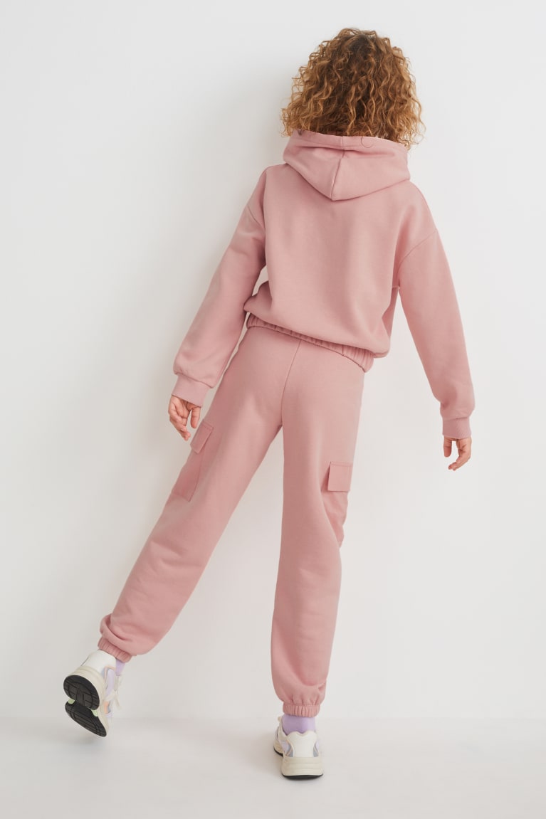 φουτερ με κουκουλα C&A Set And Joggers 2 Piece ροζ | MDKSUE-392